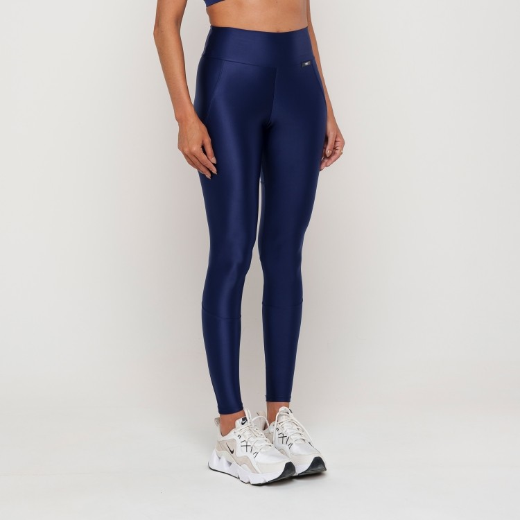 Legging Fitness Feminina Com Recortes Azul Marinho