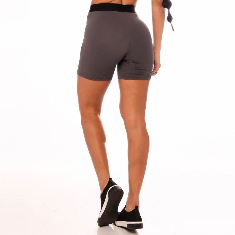 Shorts Fitness Cós de Elástico Anatômico Cinza