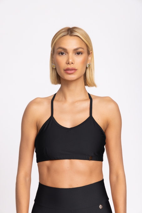 Top Fitness Feminino Frente Única Preto