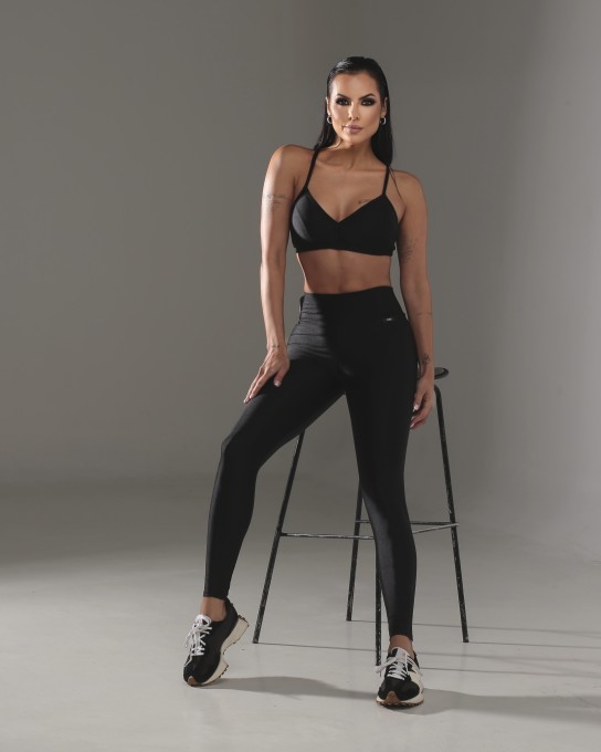 Calça Legging Fitness Gloss Preto